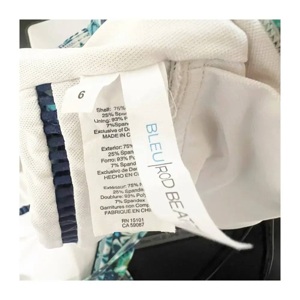 Bleu Rod Beattie One-Piece Swimsuit Size 6 Cross Strap Back Blue Motif Design